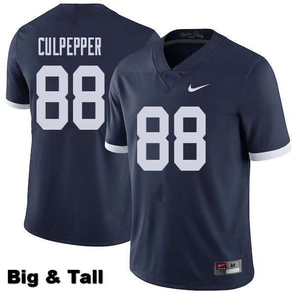 NCAA Nike Men's Penn State Nittany Lions Judge Culpepper #88 College Football Authentic Throwback Big & Tall Navy Stitched Jersey MFS3298BC
